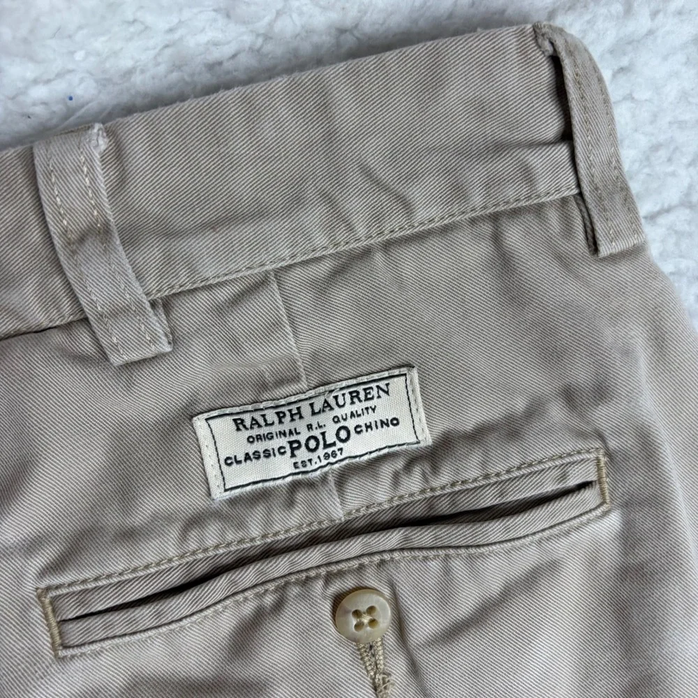 Polo Ralph Lauren Andrew Pant Mens 34x32 (31) Tan Pleated Cotton Chino Trousers